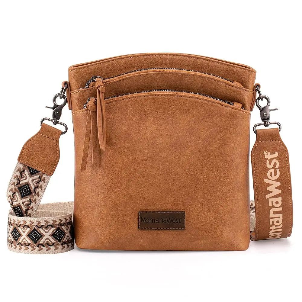 Montana West Double Compartments Cross Body Bag for Women with Adjustable Strap