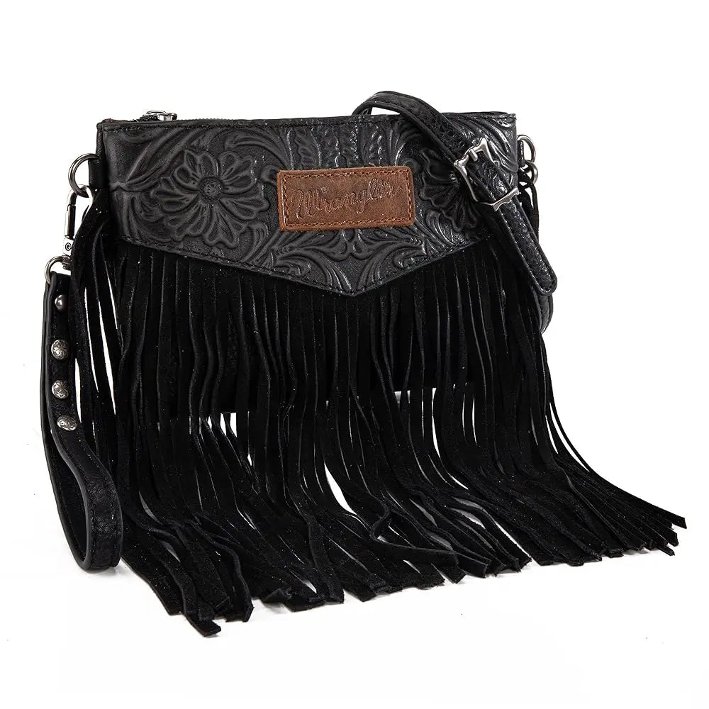 Wrangler Crossbody Small Purse for Women Wristlet Fringe Bag Western Purse
