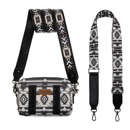 Wrangler Crossbody Bag for Women Boho Aztec Small Multi Pocket Crossover Purse